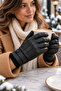 Men's Black Faux Leather Gloves Touch Screen Compatible - 2