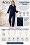 Black Oversize Viscose Long Sleeve Buttoned Front Women's Pajama Set - 4