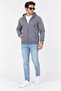 Men's Hooded Full-Zip Sweatshirt with Inner Lining and 3-Yarn Cotton Fabric
