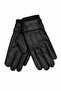 Men's Black Faux Leather Gloves Touch Screen Compatible - 8