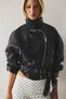 Water Repellent Oversized Zippered Faux Leather Coat H2717Ax26Au