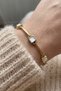 Gold Plated Square Stone Minimalist Chain Bracelet - 4