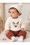 Knitwear Sweater Pine and Deer Embroidered Camisole Pants Knitwear Pompom Hat Oversize Model 3-Piece Unisex Set