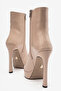 Women's Zippered Platform Heeled Boots Pileras Nude Patent Leather - 5