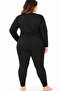 High Waist Hooked Sauna Tights & Zippered Long-Sleeve Bodysuit Sauna Thermal Set - 4