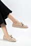 Zri̇n-03 Beige Suede Beaded String Casual Women's Ballerinas