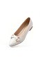 Zri̇n-129 White Daily Ballerinas with Stone Accessories - 4