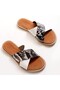 Zri̇n-076 Premium White Orthopedic Sole Genuine Leather Women's Slippers - 3