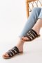 Zri̇n-082 Premium Black Orthopedic Genuine Leather Women's Slippers - 5