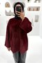 Plush Textured Sweater - Burgundy - 6