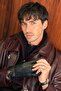 Men's Boxy Fit Leather Jacket with Metal Buckle in Burgundy - 4