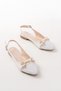 Zri̇n-120 White Daily Mesh Women's Ballerinas with Stone Accessories