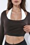 Halter Neck Padded Knitted Sports Blouse - 4