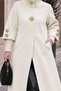 Angora Fox Coat with Sleeve Tip Knitwear Detail Tsd250246 Beige - 4