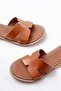 Zri̇n-6100 Premium Tan Orthopedic Genuine Leather Women's Slippers - 5