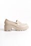 Zri̇n-K-706 Premium Beige Wrinkled Patent Leather Orthopedic High-Sole Loafer - 6