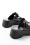 Zri̇n-574 Premium Black Patent Leather Daily Wedge Heel Women's Slippers - 6