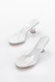 Zri̇n-619 White Patent Leather Transparent Strap Transparent Heeled Round Toe Women's Slippers