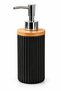 400 ml Liquid Soap Dispenser with Bamboo Lid, Patterned Ceramic, Black Cream Gray Powder Pink, 8X19 cm - 3