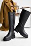 Blanca Black Leather Pull-On Casual Women's Boots - 7