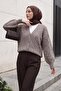 Lace-Like Knit Floral Embroidered Buttoned Knitwear Cardigan - Earthy - 3