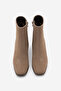 Women's Heeled Boots & Booties Square Toe Wood Pattern Heel Zipper Daily Classic Boots Noyes Taupe Suede - 7