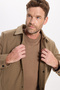 Men's Slim Fit Slim Fit Double Pocketed Snap Closure Pack Brown Coat - 5