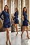 Women's Mintage Patterned Skirt with Layered Ruffles Long Sleeve Viscose Mini Dress