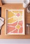 Orange Yellow Floral Pattern - Rectangular Coffee Presentation, Engagement, and Serving Tray with Natural Wood Frame - 2