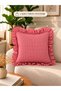 Iris Cotton Linen Red Mini Gingham Ruffled Throw Pillow Cover 1 Pc - 2