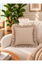 Iris Cotton Linen Beige Mini Gingham Ruffled Throw Pillow Cover 1 Pc - 3