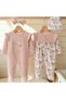100% Organic Cotton Powder Garden Flowers Baby Girl 2-Piece Jumpsuit Set - 6