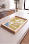 Yellow and Blue Sun Patterned - Rectangular Coffee Presentation, Engagement, and Serving Tray with Natural Wood Frame - 3