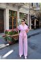 Tencel Fabric Tie-Up Set with Gold Accessories — Pink - 4