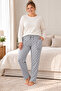 Women's Gray Polka Dot Fleece Pocketed Winter Thick Quality Pajama Bottoms