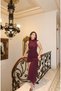 Diving Fabric Draped Dress — Purple - 7