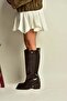 Z282270409 Brown Thick Heeled Classic Women's Boots - 5