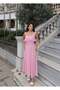 Chiffon Lined Polka Dot Strap Dress — Pink - 5