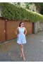 Double Fabric Pleated Mini Dress — Blue - 4