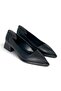 Matte Leather Short Heeled Women's Shoes Black - 4
