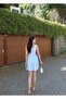 Double Fabric Pleated Mini Dress — Blue - 2