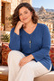 New Season Soft Texture Comfort Model Mother Solid Color V-neck Knitwear Sweater with Large Size Necklace Gift - 5