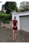 Linda Twill Fabric Backless Dress — Burgundy - 5