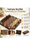 Wooden magnetic chess set, 29 cm mosaic pattern, foldable with stone storage slots, luxury chess set - 8