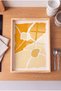 Abstract Yellow and Orange Patterned Natural Wood Framed Rectangular Coffee Presentation, Engagement, and Serving Tray - 2