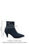 Navy Blue Suede Pointed Toe Thin Heeled Zippered Women's Daily Boots 32132 - 3