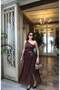 Lace Long Skirt with Gold Accessories — Brown - 4