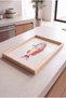 Red Pink Fish Patterned - Rectangular Coffee Presentation, Engagement, and Serving Tray with Natural Wood Frame - 3