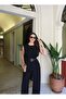 Linda Twill Fabric Belted Jumpsuit — Black - 2