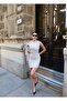 Double Fabric Polka Dot Off-Shoulder Dress — White - 5
